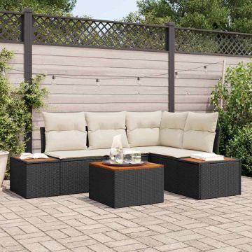 Set Divano da Giardino 5 pz Nero Poly Rattan