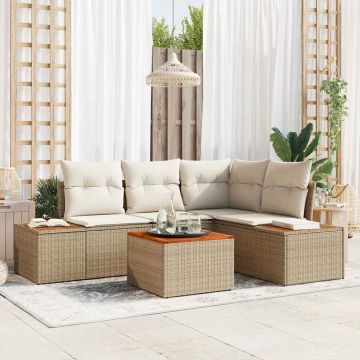 Set Divano da Giardino 5 pz Beige Poly Rattan