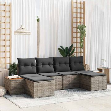Set Divano da Giardino 6 pz Grigio polyrattan