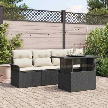 Set Divano da Giardino 5 pz Nero polyrattan