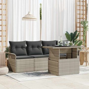 Set Divano da Giardino 5 pz Grigio chiaro polyrattan