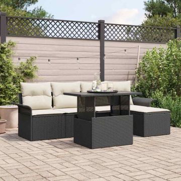 Set Divano da Giardino 6 pz Nero polyrattan