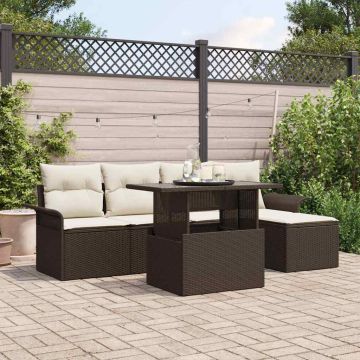 Set Divano da Giardino 6 pz Marrone polyrattan