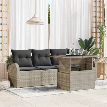 Set Divano da Giardino 5 pz Grigio chiaro Poly Rattan