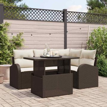 Set Divano da Giardino 5 pz Marrone polyrattan