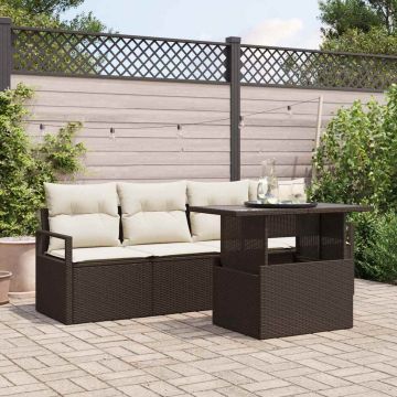 Set Divano da Giardino 5 pz 4-Numero di posti Marrone