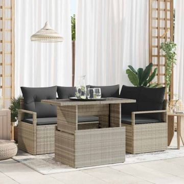 Set Divano da Giardino 5 pz 4-Numero di posti Grigio chiaro