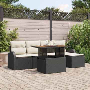 Set Divano da Giardino 6 pz Nero e crema