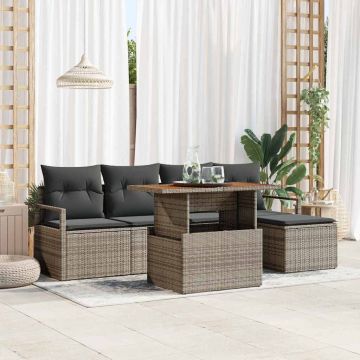 Set Divano da Giardino 6 pz Grigio polyrattan