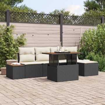 Set Divano da Giardino 6 pz Nero e Beige