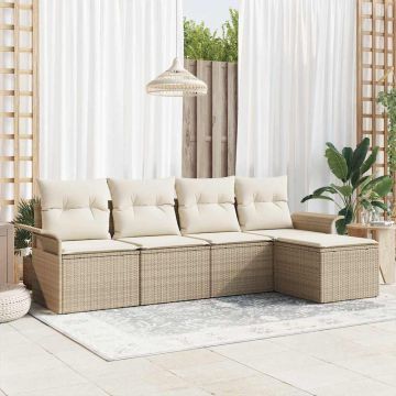 Set Divano da Giardino 5 pz Beige polyrattan