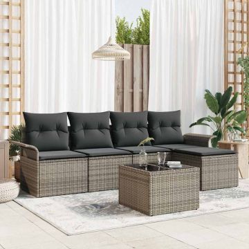 Set Divano da Giardino 6 pz Grigio polyrattan