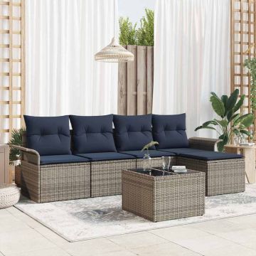 Set Divano da Giardino 6 pz Grigio polyrattan