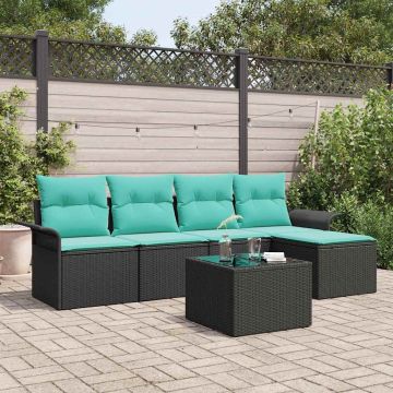 Set Divano da Giardino 6 pz Nero polyrattan