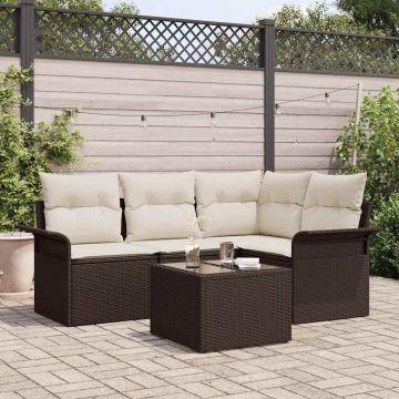 Set Divano da Giardino 5 pz Marrone polyrattan
