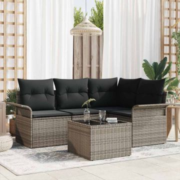 Set Divano da Giardino 5 pz Grigio polyrattan
