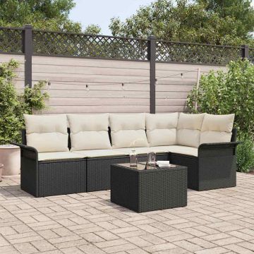 Set Divano da Giardino 6 pz Nero polyrattan