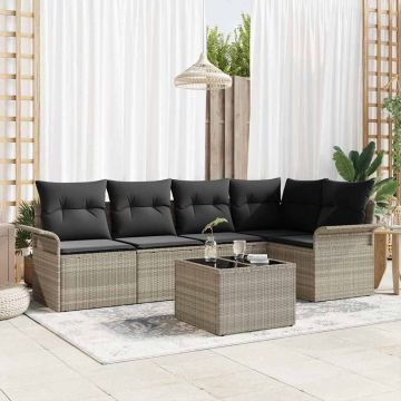 Set Divano da Giardino 6 pz Grigio chiaro polyrattan