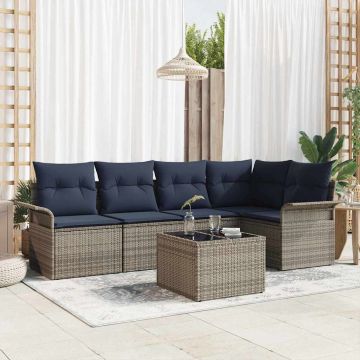 Set Divano da Giardino 6 pz Grigio polyrattan