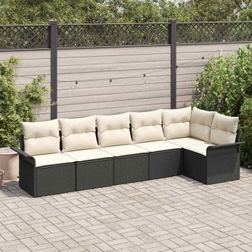 Set Divano da Giardino 6 pz Nero polyrattan
