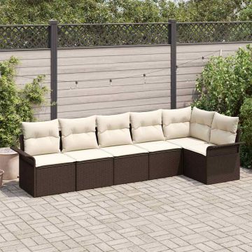 Set Divano da Giardino 6 pz Marrone polyrattan
