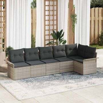 Set Divano da Giardino 6 pz Grigio chiaro polyrattan