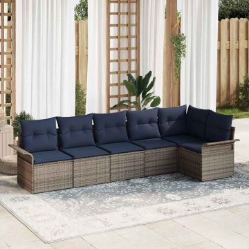 Set Divano da Giardino 6 pz Grigio polyrattan