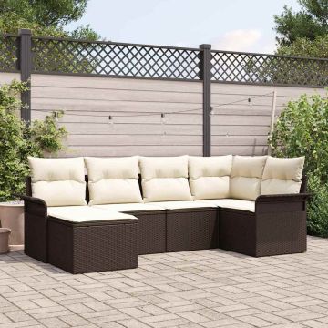 Set Divano da Giardino 6 pz Marrone polyrattan