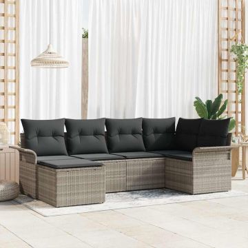 Set Divano da Giardino 6 pz Grigio chiaro polyrattan