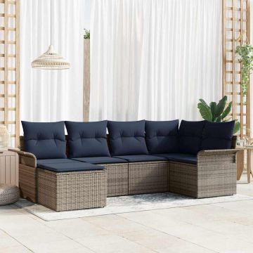 Set Divano da Giardino 6 pz Grigio polyrattan