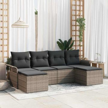 Set Divano da Giardino 6 pz Grigio polyrattan