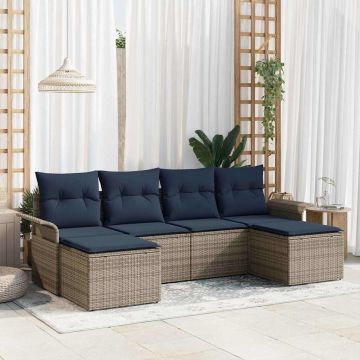 Set Divano da Giardino 6 pz Grigio Poly Rattan