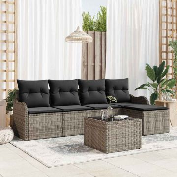 Set Divano da Giardino 6 pz Grigio polyrattan