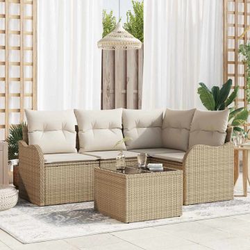 Set Divano da Giardino 5 pz Marrone polyrattan