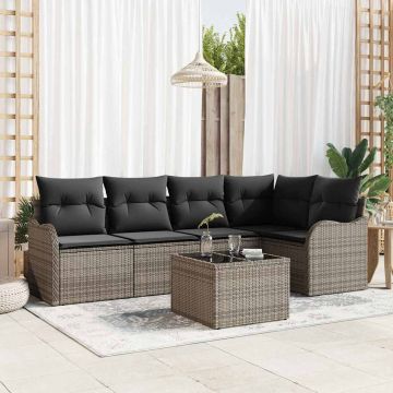 Set Divano da Giardino 6 pz Grigio polyrattan