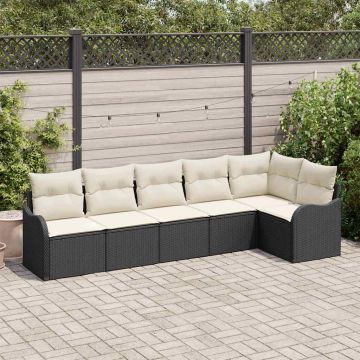 Set Divano da Giardino 6 pz Nero polyrattan