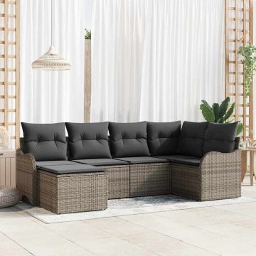 Set Divano da Giardino 6 pz Grigio polyrattan