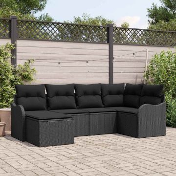 Set Divano da Giardino 6 pz Nero polyrattan