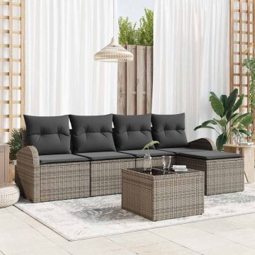 Set di divani 6 pz Grigio polyrattan
