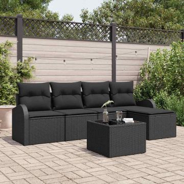 Set di divani 6 pz Nero polyrattan