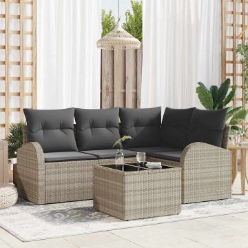 Set Divano da Giardino 5 pz Grigio chiaro polyrattan