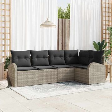 Set Divano da Giardino 5 pz Grigio chiaro polyrattan