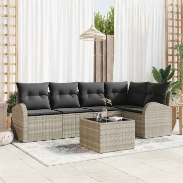 Set Divano da Giardino 6 pz Grigio chiaro polyrattan