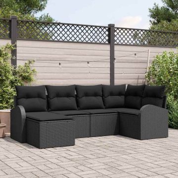 Set di divani 6 pz Nero polyrattan