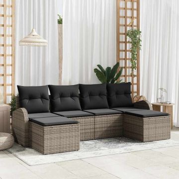 Set di divani 6 pz Grigio polyrattan