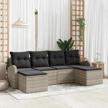 Set di divani 6 pz Grigio chiaro polyrattan