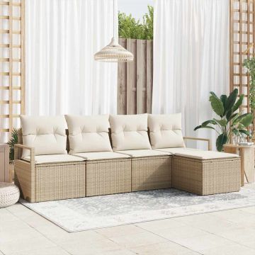 Set di divani 5 pz Beige e Crema polyrattan