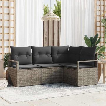 Set di divani 4 pz Grigio polyrattan