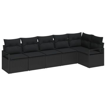 Set Divano da Giardino 6 pz Nero polyrattan
