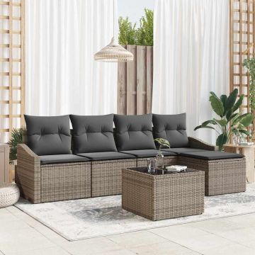 Set di divani 6 pz Grigio chiaro polyrattan